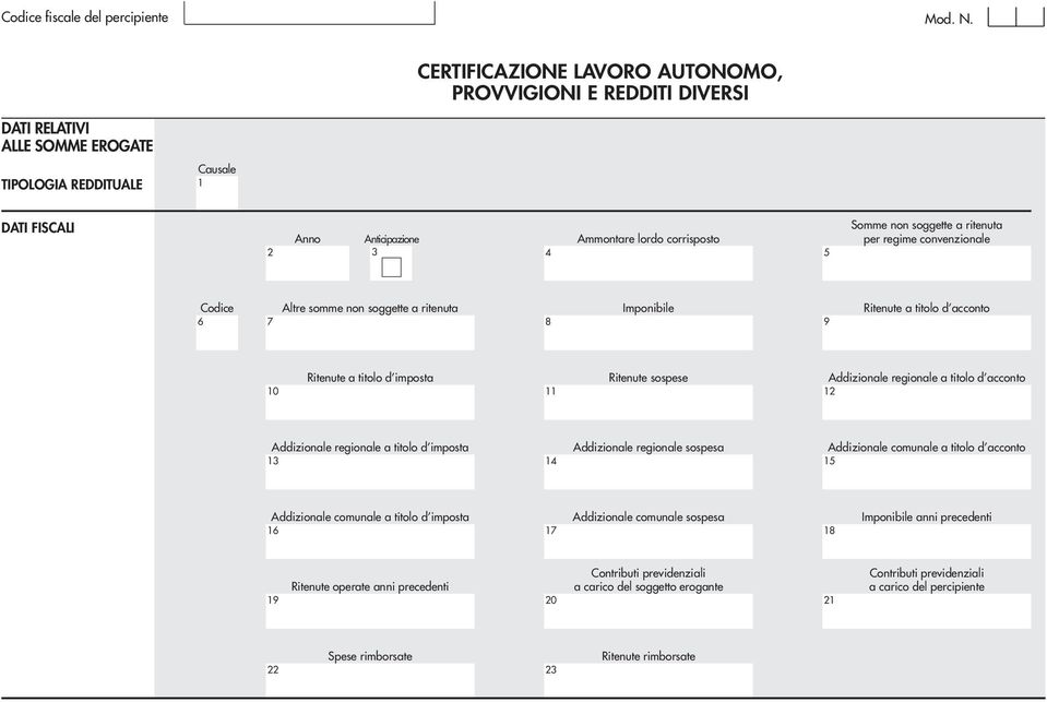 non soggette a ritenuta per regime convenzionale Codice 6 7 Altre somme non soggette a ritenuta Imponibile 8 9 Ritenute a titolo d acconto Ritenute a titolo d imposta 10 11 Ritenute sospese