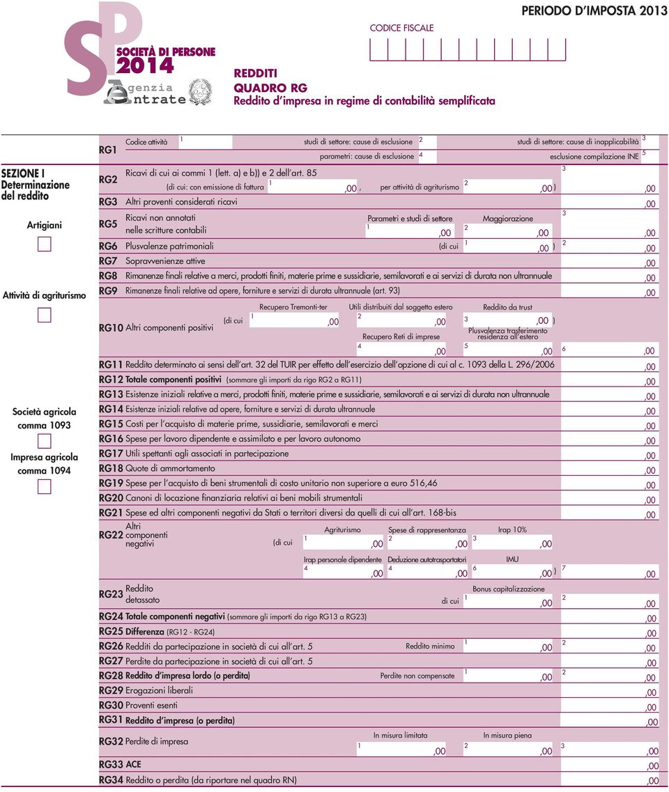 esclusione compilazione INE RG Ricavi di cui ai commi (lett. a) e b)) e dell art.