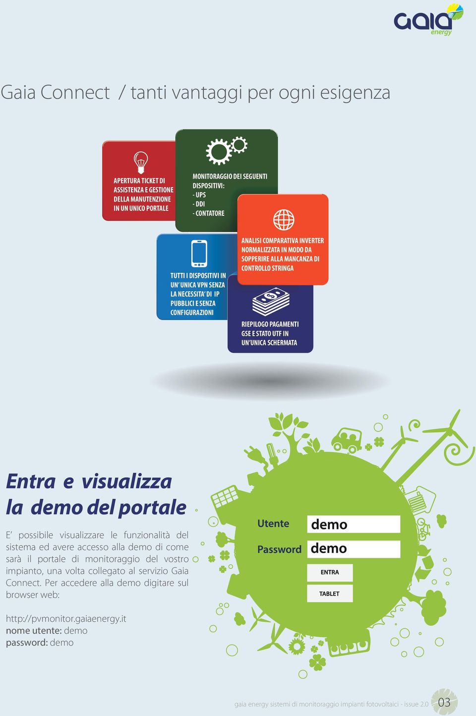 STATO UTF IN UN UNICA SCHERMATA Entra e visualizza la demo del portale E possibile visualizzare le funzionalità del sistema ed avere accesso alla demo di come sarà il portale di monitoraggio del