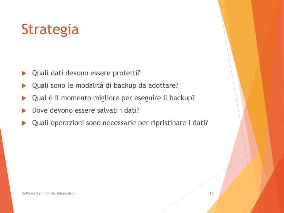 Qual è il momento migliore per eseguire il backup?