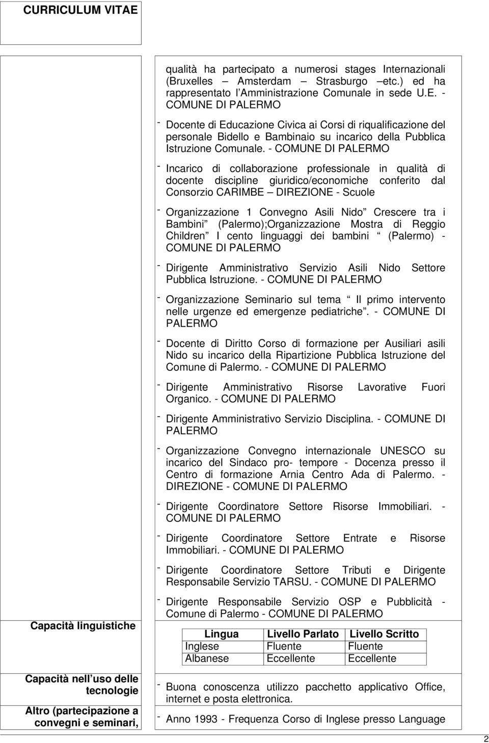 - - Incarico di collaborazione professionale in qualità di docente discipline giuridico/economiche conferito dal Consorzio CARIMBE DIREZIONE - Scuole - Organizzazione 1 Convegno Asili Nido Crescere