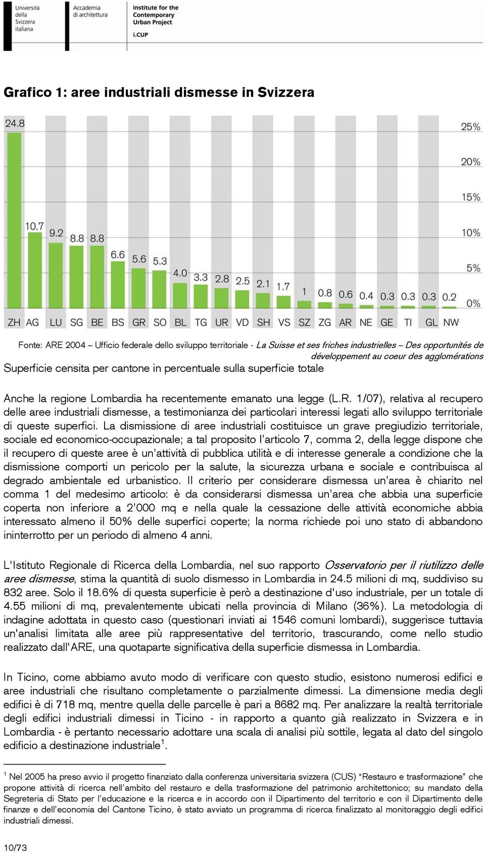 1/07), relativa al recupero delle aree industriali dismesse, a testimonianza dei particolari interessi legati allo sviluppo territoriale di queste superfici.