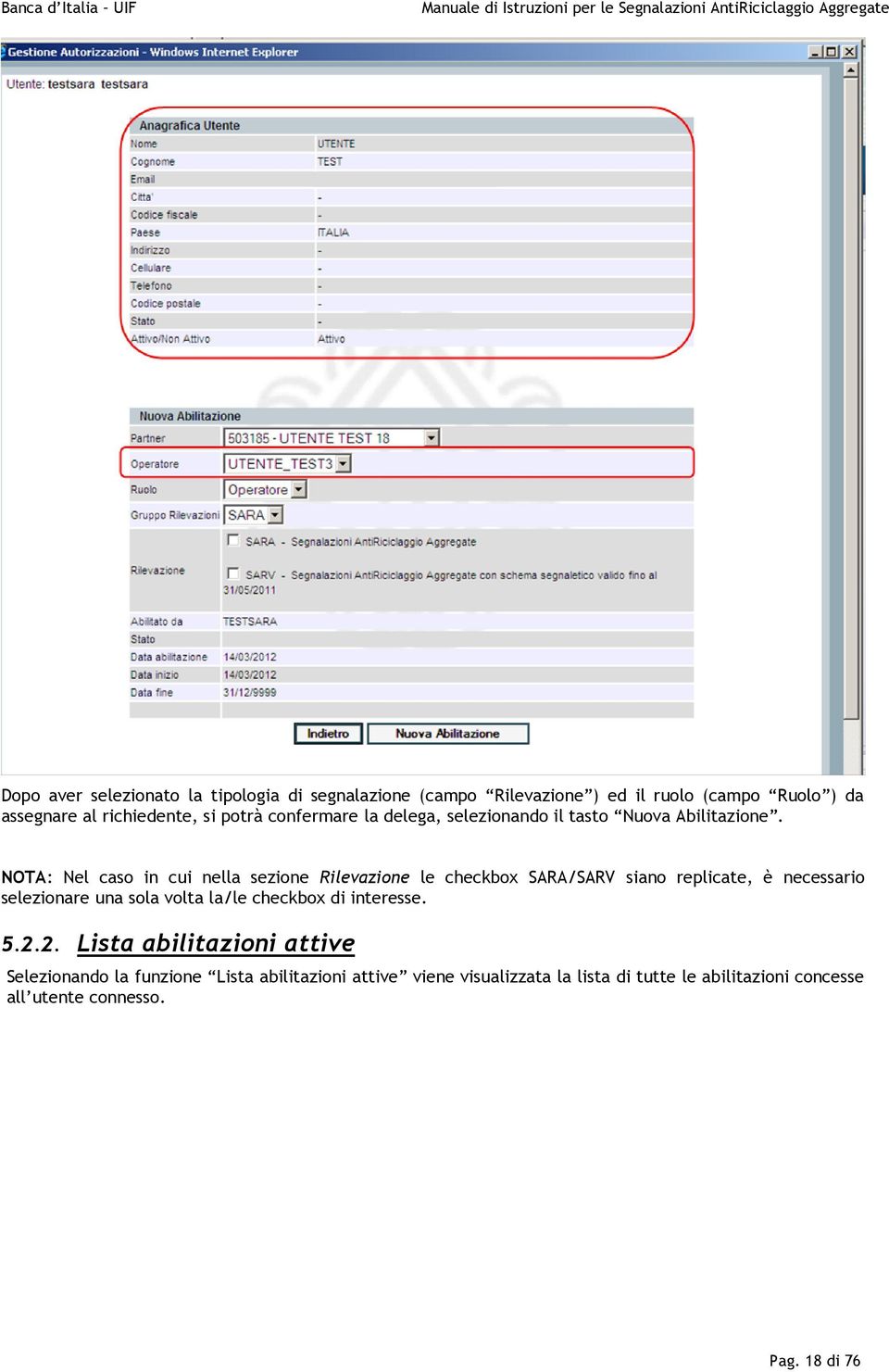 NOTA: Nel cas in cui nella sezine Rilevazine le checkbx SARA/SARV sian replicate, è necessari selezinare una sla vlta la/le