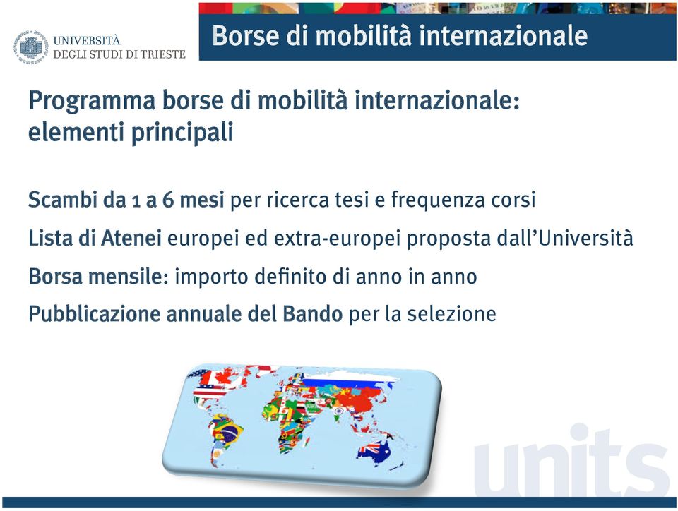 Lista di Atenei europei ed extra-europei proposta dall Università Borsa