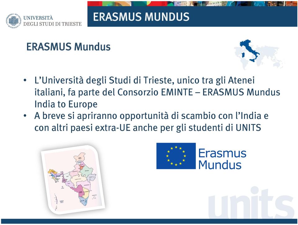 Mundus India to Europe A breve si apriranno opportunità di scambio