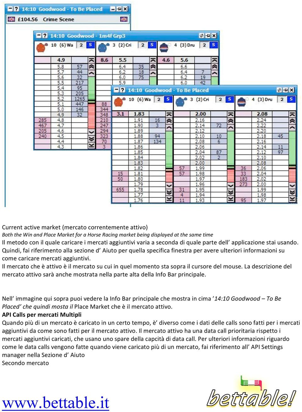 Quindi, fai riferimento alla sezione d Aiuto per quella specifica finestra per avere ulteriori informazioni su come caricare mercati aggiuntivi.