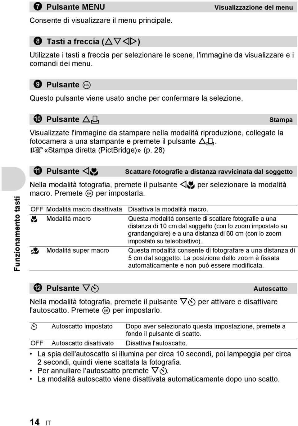 9 Pulsante i Questo pulsante viene usato anche per confermare la selezione.