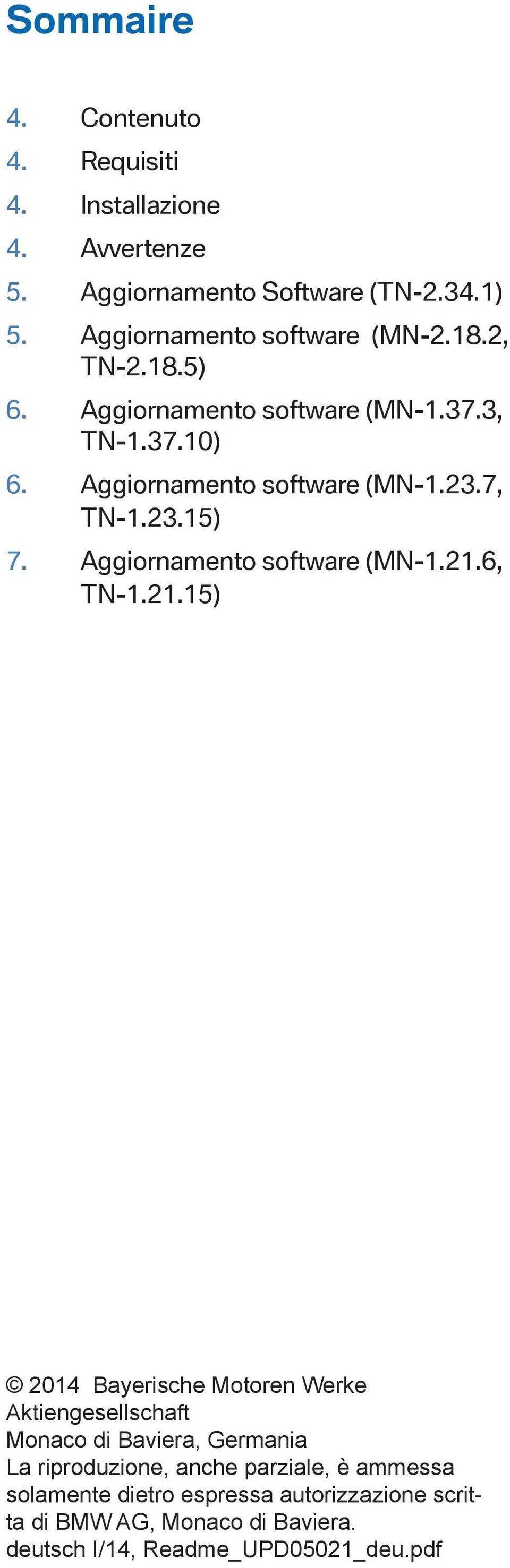 Aggiornamento software (MN-1.21.