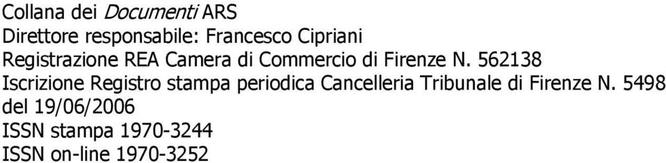 562138 Iscrizione Registro stampa periodica Cancelleria Tribunale