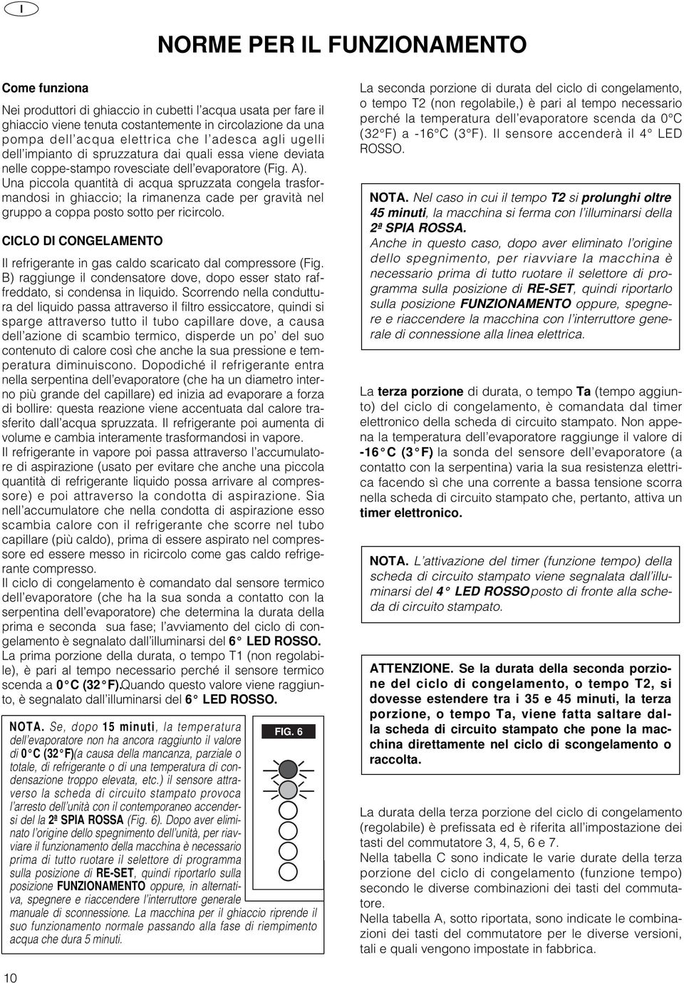 Una piccola quantità di acqua spruzzata congela trasformandosi in ghiaccio; la rimanenza cade per gravità nel gruppo a coppa posto sotto per ricircolo.