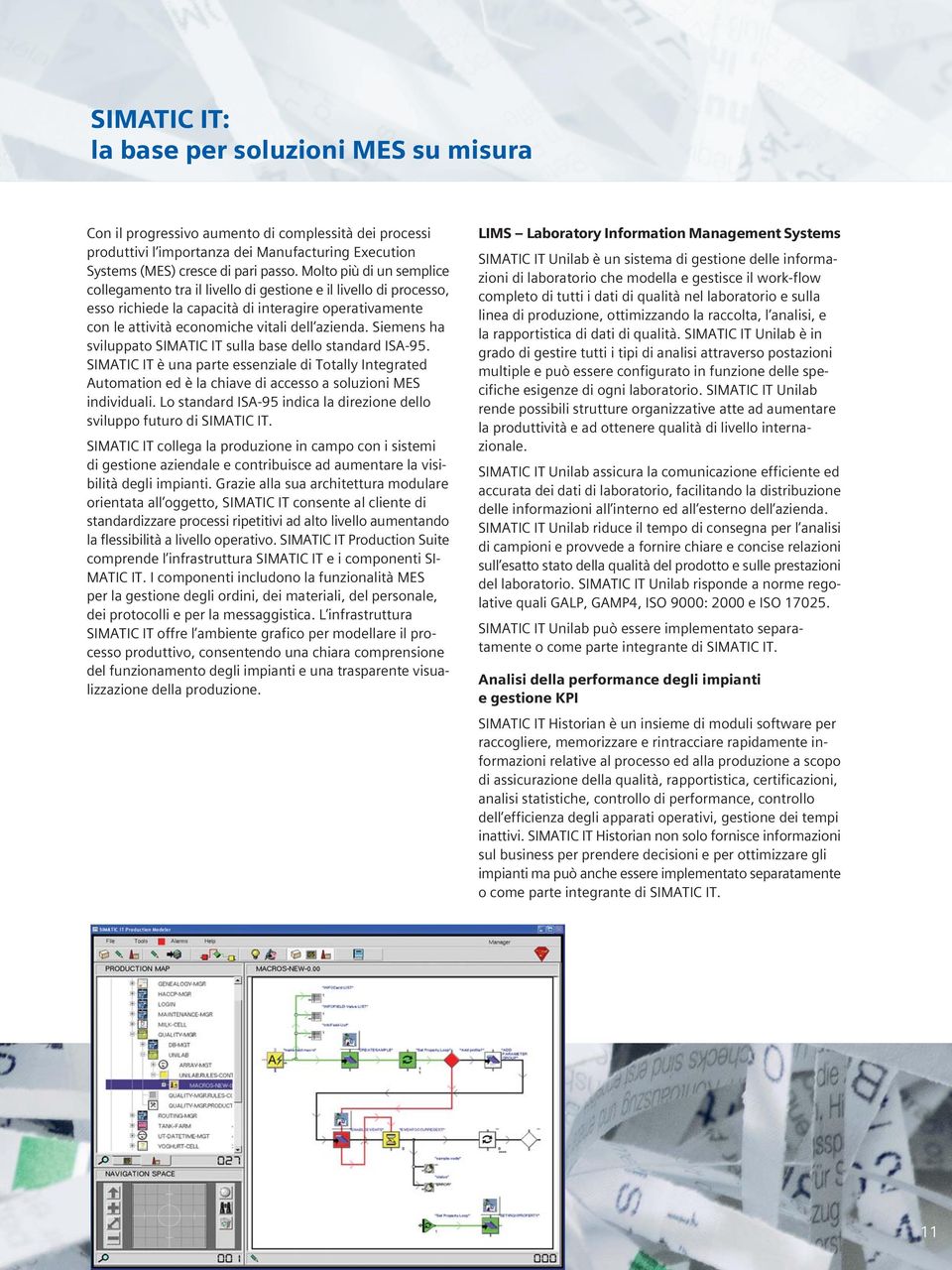 Siemens ha sviluppato SIMATIC IT sulla base dello standard ISA-95. SIMATIC IT è una parte essenziale di Totally Integrated Automation ed è la chiave di accesso a soluzioni MES individuali.