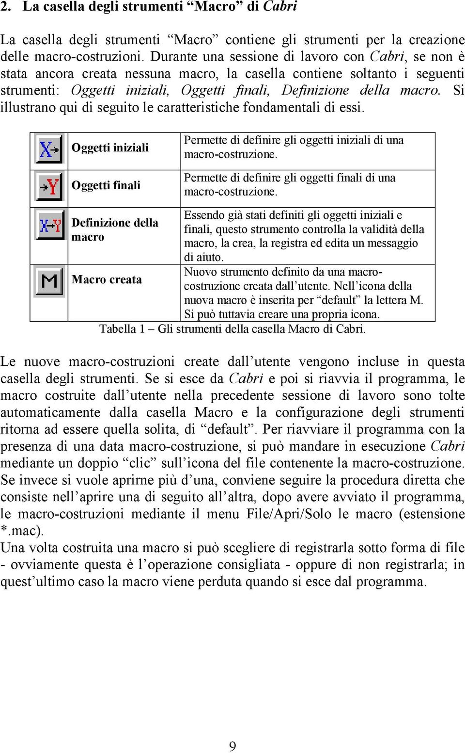 Si illustrano qui di seguito le caratteristiche fondamentali di essi. Oggetti iniziali Oggetti finali Definizione della macro Permette di definire gli oggetti iniziali di una macro-costruzione.