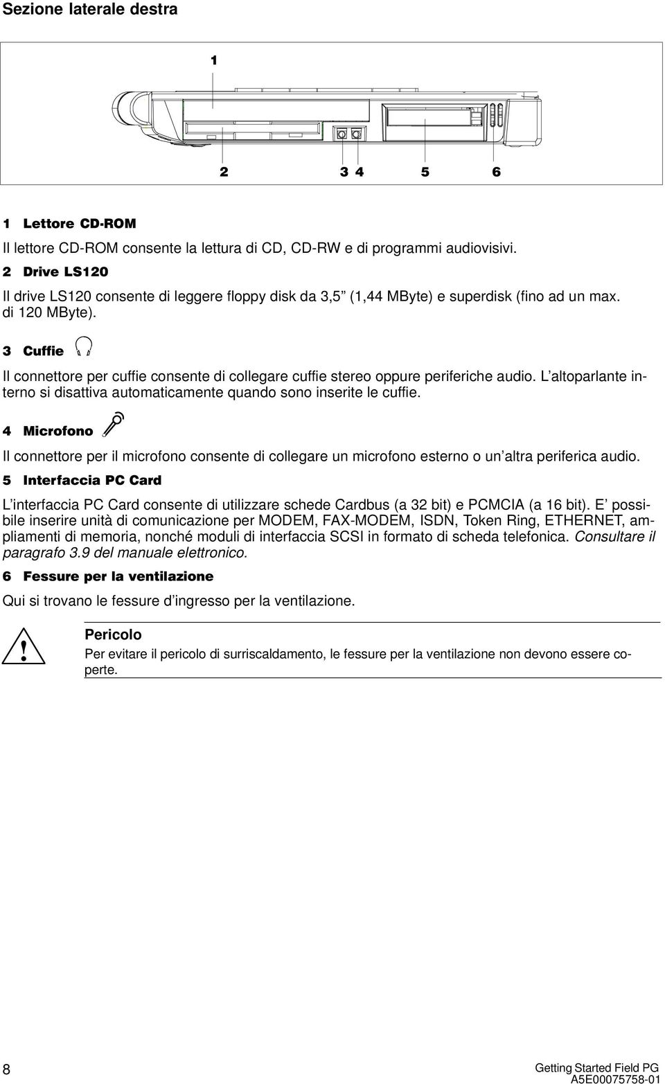 Il connettore per il microfono consente di collegare un microfono esterno o un altra periferica audio. L interfaccia PC Card consente di utilizzare schede Cardbus (a 32 bit) e PCMCIA (a 16 bit).