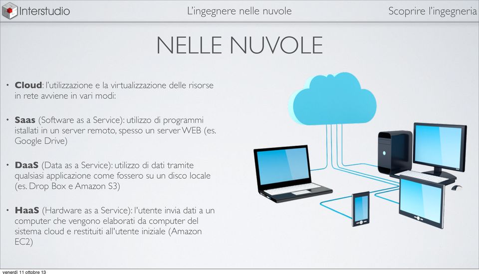 Google Drive) DaaS (Data as a Service): utilizzo di dati tramite qualsiasi applicazione come fossero su un disco locale (es.