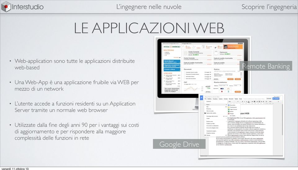 su un Application Server tramite un normale web browser Utilizzate dalla fine degli anni 90 per i