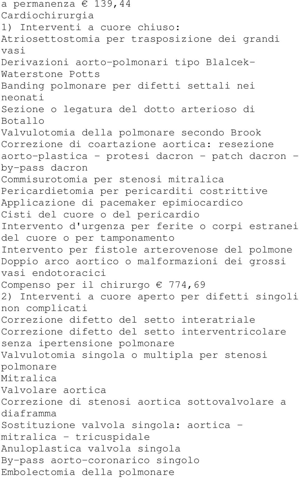 patch dacron - by-pass dacron Commisurotomia per stenosi mitralica Pericardietomia per pericarditi costrittive Applicazione di pacemaker epimiocardico Cisti del cuore o del pericardio Intervento