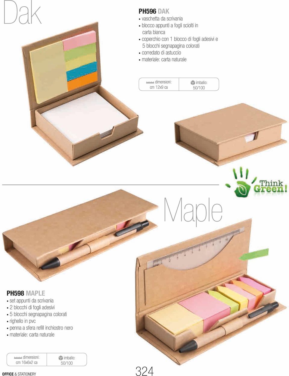 50/100 Maple PH598 MAPLE set appunti da scrivania 2 blocchi di fogli adesivi 5 blocchi segnapagina colorati