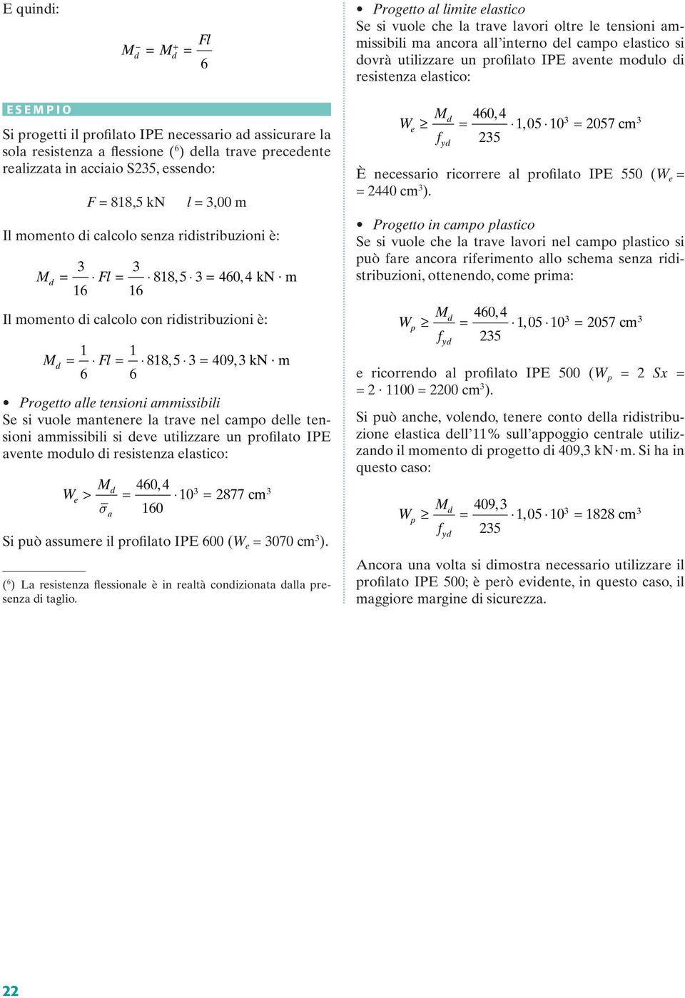 3 818 16 16, 5 3 = 460, 4 kn m I momnto di cacoo con ridistribuzioni è: = 1 d F = 1 818 6 6, 5 3 = 409, 3 kn m Progtto a tnsioni ammissibii S si vuo mantnr a trav n campo d tnsioni ammissibii si dv