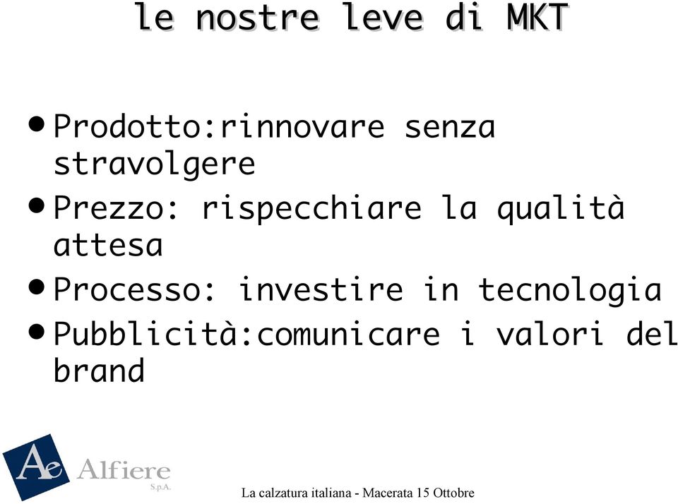 qualità attesa Processo: investire in