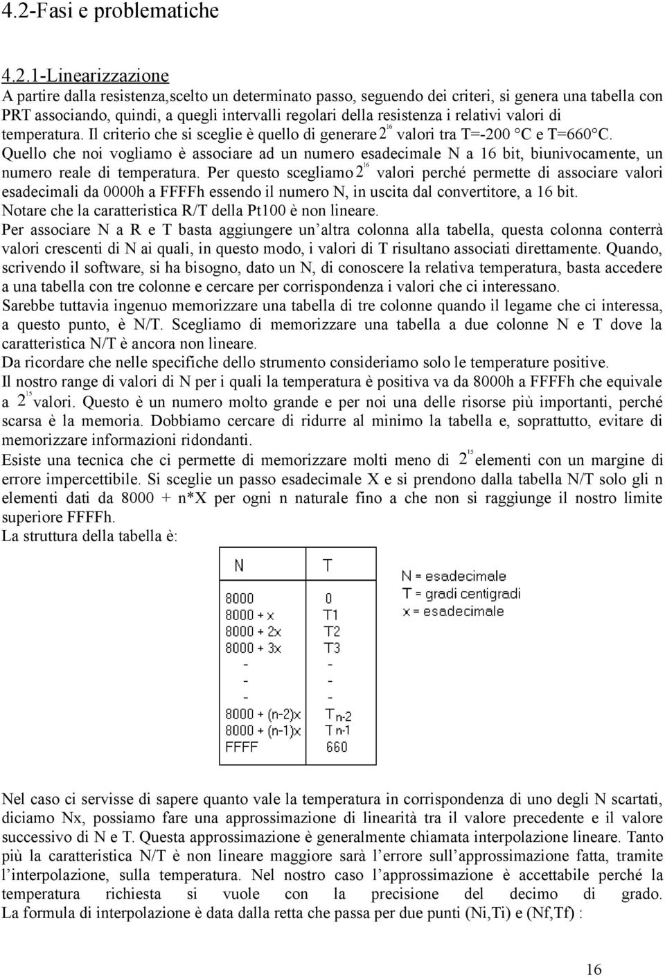 Quello che noi vogliamo è associare ad un numero esadecimale N a 16 bit, biunivocamente, un numero reale di temperatura.