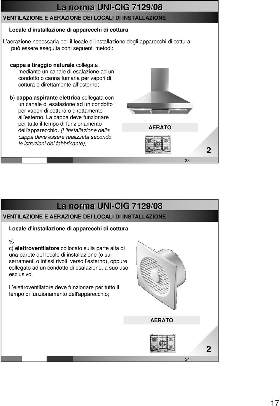 esterno; b) cappa aspirante elettrica collegata con un canale di esalazione ad un condotto per vapori di cottura o direttamente all esterno.