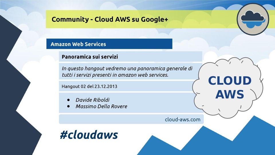 servizi presenti in amazon web services. Hangout 02 del 23.12.