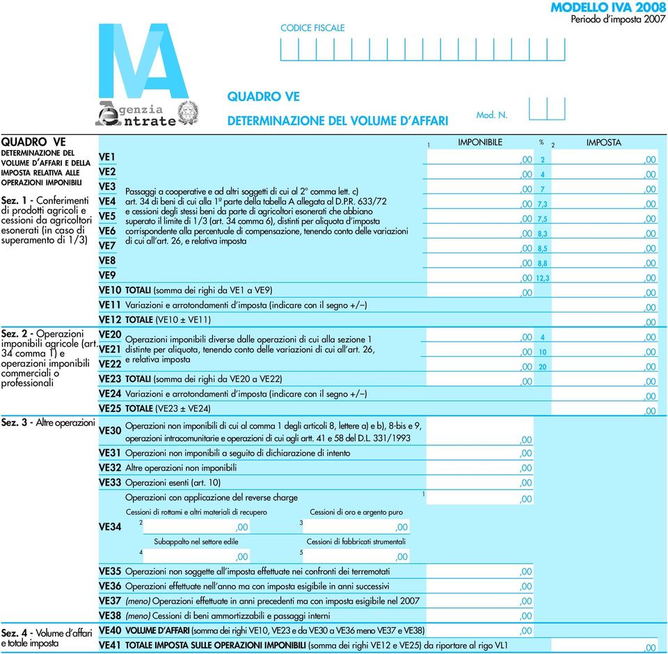 cooperative e ad altri soggetti di cui al comma lett. c) art. 3 di beni di cui alla ª parte della tabella A allegata al D.P.R.