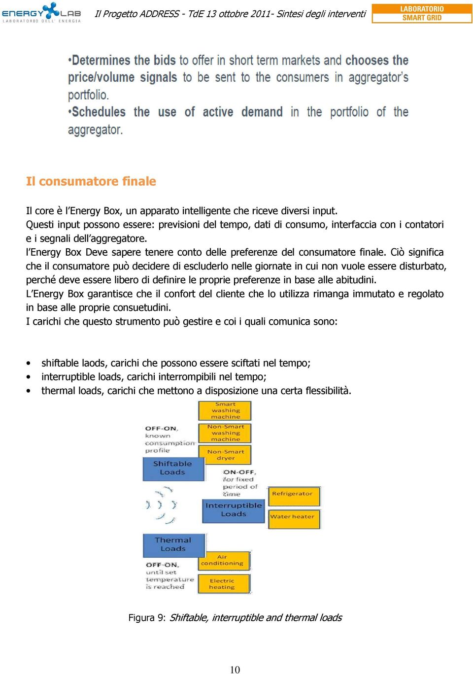 l Energy Box Deve sapere tenere conto delle preferenze del consumatore finale.