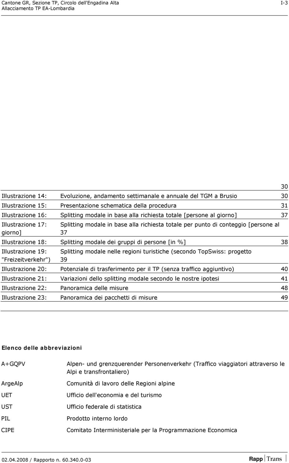 37 Illustrazione 18: Splitting modale dei gruppi di persone [in %] 38 Illustrazione 19: Splitting modale nelle regioni turistiche (secondo TopSwiss: progetto "Freizeitverkehr") 39 Illustrazione 20: