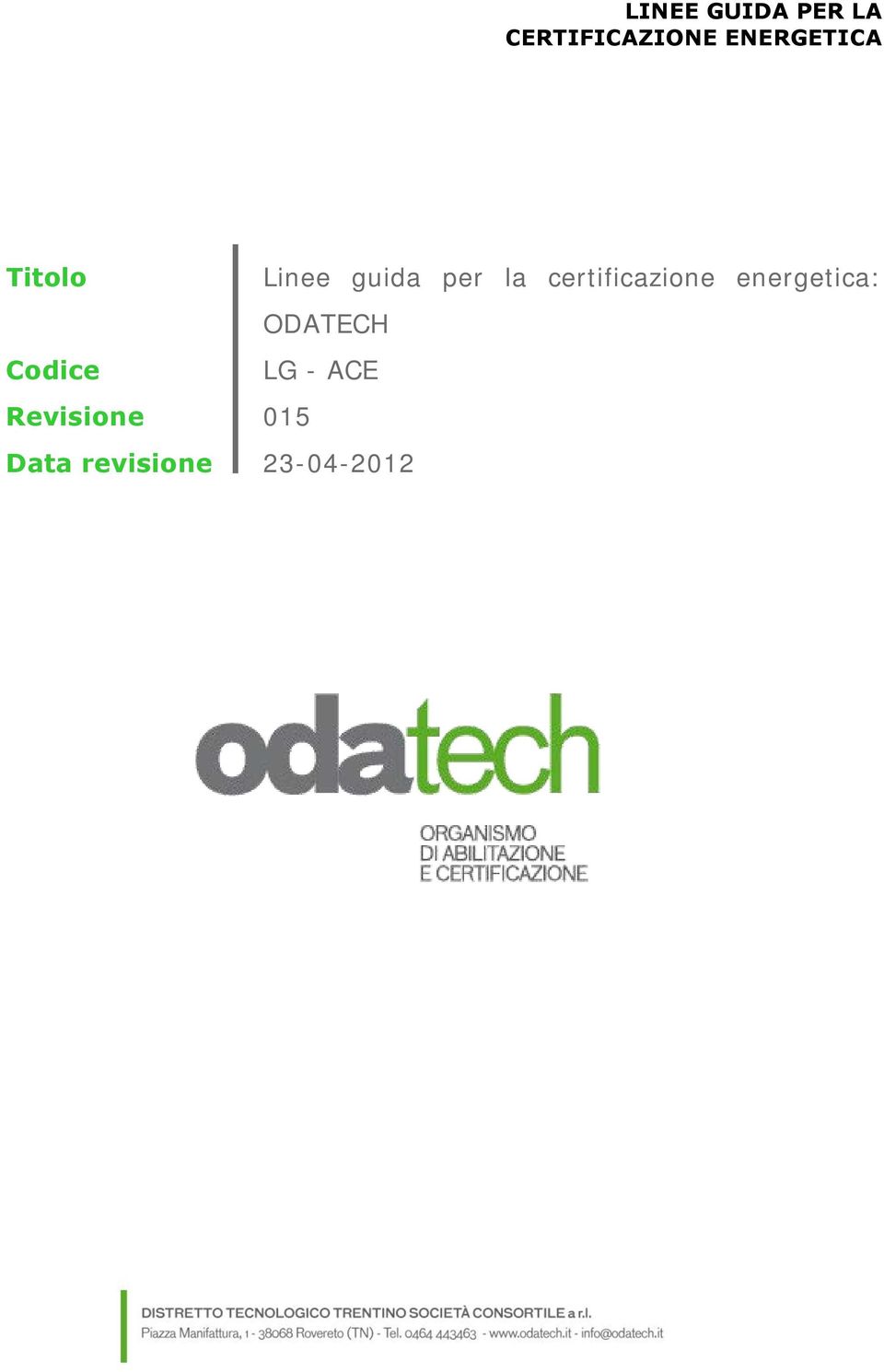 certificazione energetica: ODATECH