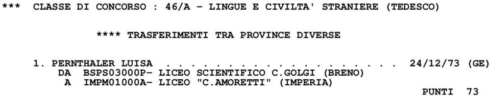 .................. 24/12/73 (GE) DA BSPS03000P- LICEO SCIENTIFICO C.