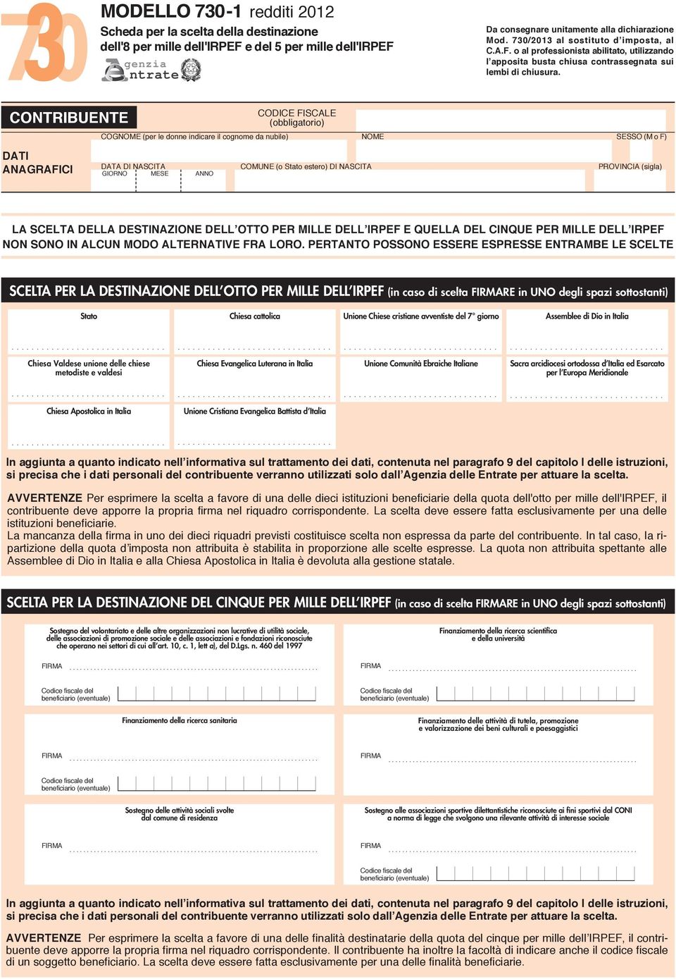 CONTRIBUENTE CODICE FISCALE (obbligatorio) COGNOME (per le donne indicare il cognome da nubile) NOME SESSO (M o F) DATI ANAGRAFICI DATA DI NASCITA COMUNE (o Stato estero) DI NASCITA PROVINCIA (sigla)