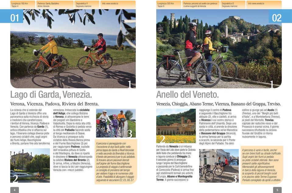 La ciclovia che si estende dal Lago di Garda a Venezia offre una panoramica sulla ricchezza di storia e tradizioni che caratterizzano i territori di Verona, Vicenza, Padova e Venezia.