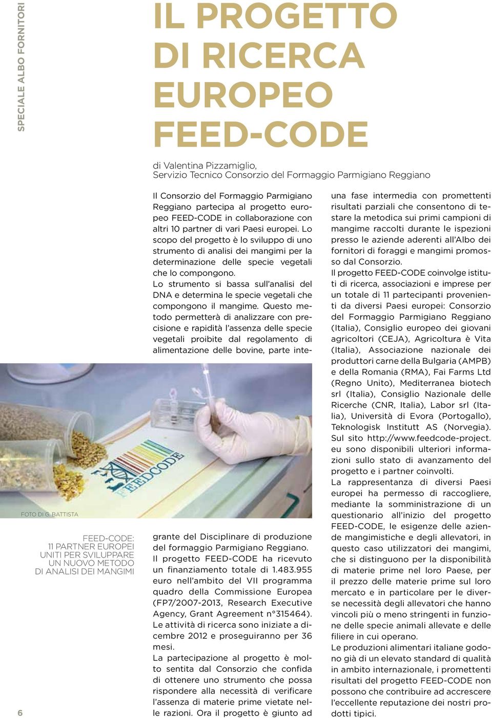 Il progetto FEED-CODE ha ricevuto un finanziamento totale di 1.483.