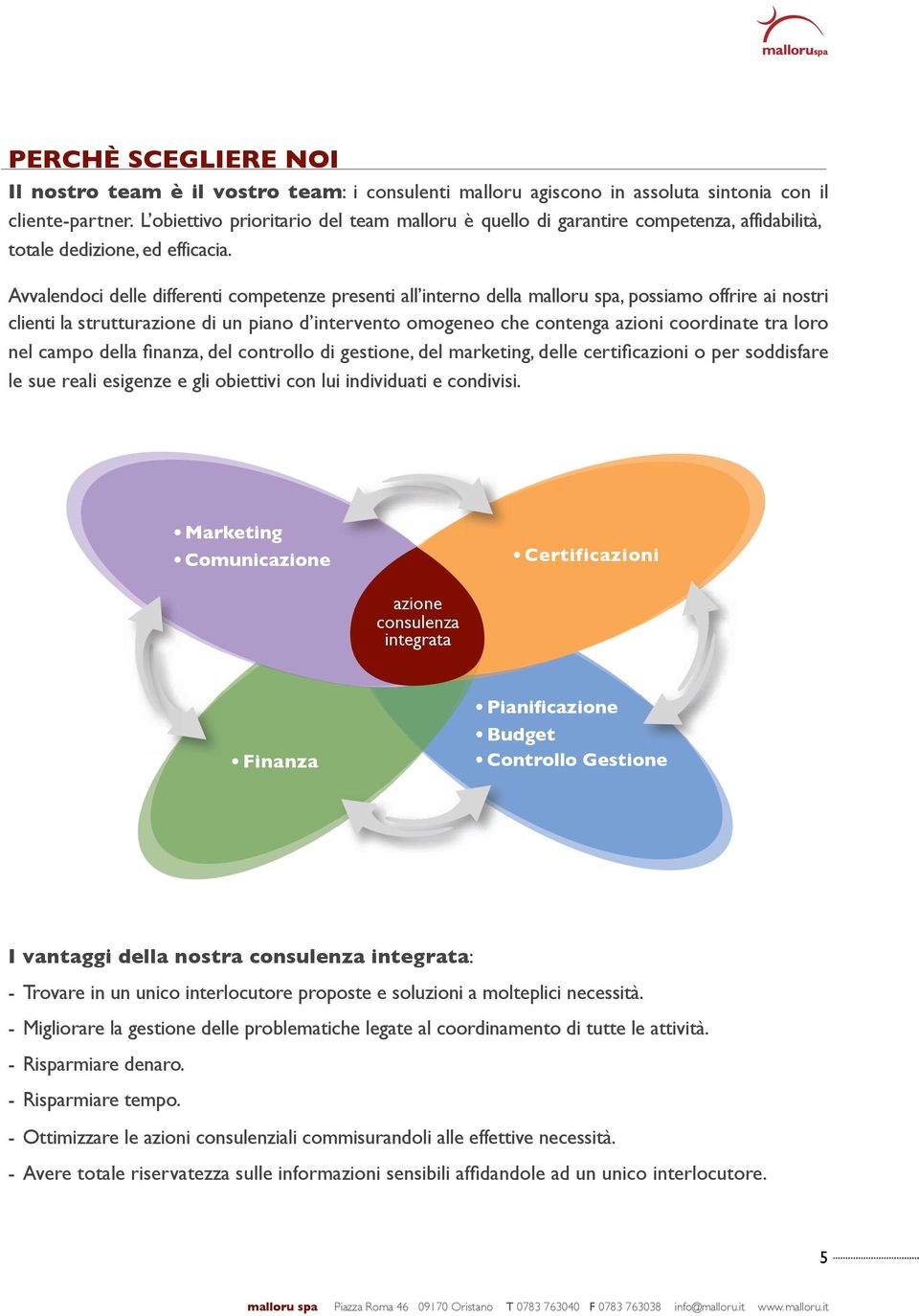 Avvalendoci delle differenti competenze presenti all interno della malloru spa, possiamo offrire ai nostri clienti la strutturazione di un piano d intervento omogeneo che contenga azioni coordinate