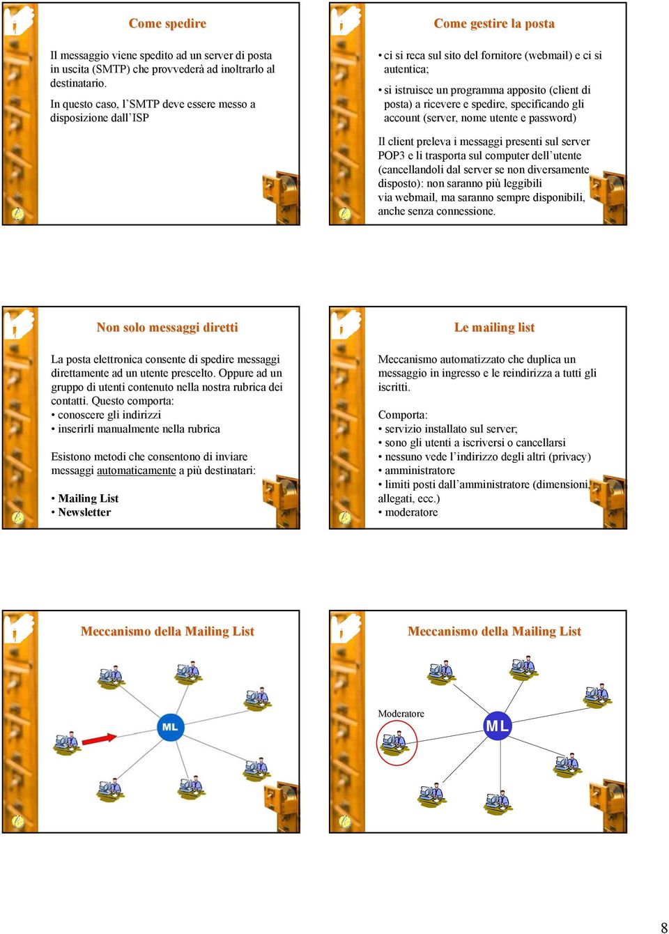 posta) a ricevere e spedire, specificando gli account (server, nome utente e password) Il client preleva i messaggi presenti sul server POP3 e li trasporta sul computer dell utente (cancellandoli dal