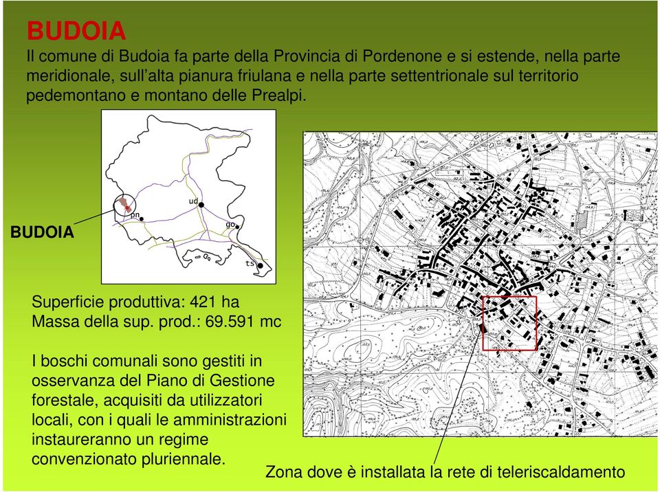 BUDOIA Superficie produttiva: 421 ha Massa della sup. prod.: 69.