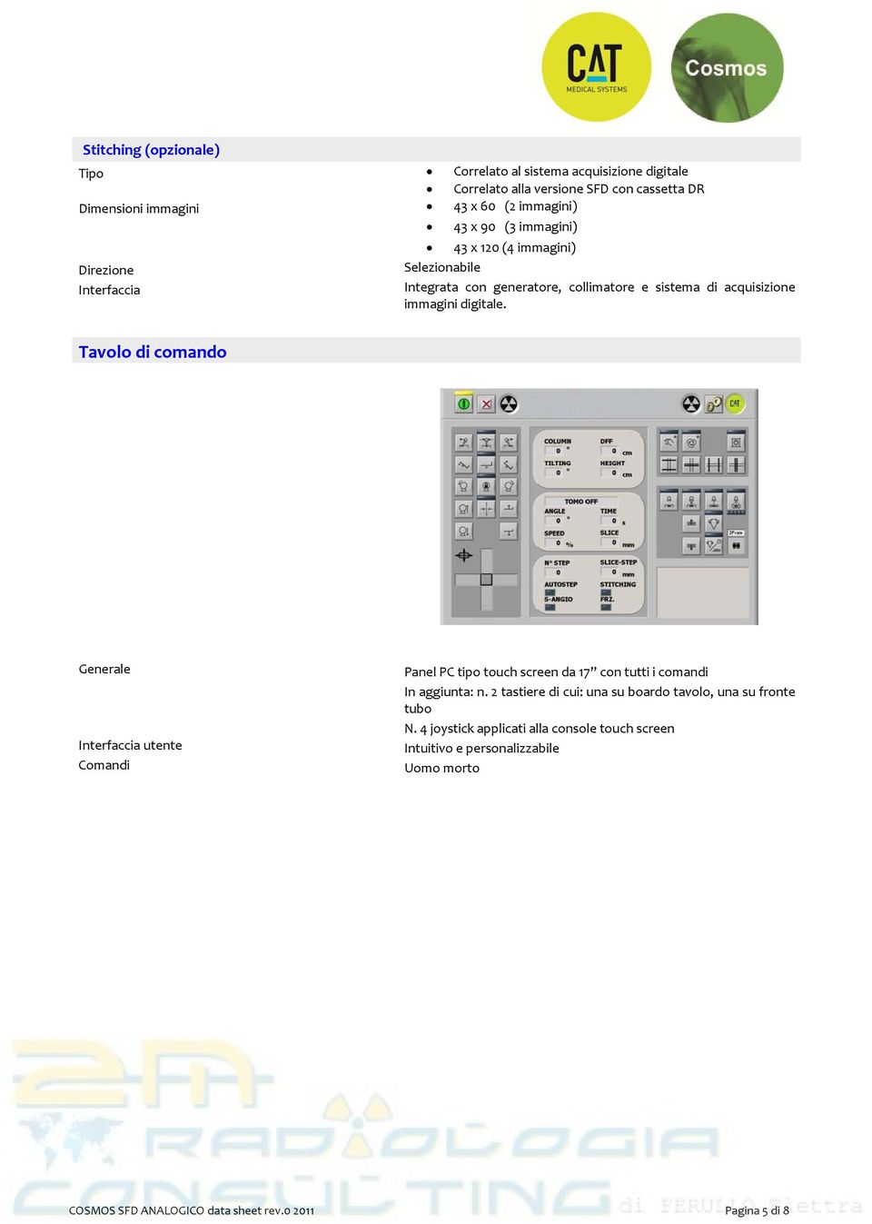 Tavolo di comando Generale Interfaccia utente Comandi Panel PC tipo touch screen da 17 con tutti i comandi In aggiunta: n.