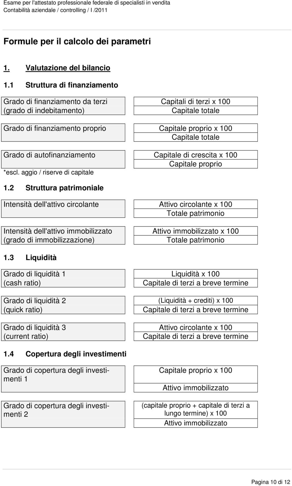 Grado di autofinanziamento Capitale di crescita x 100 Capitale proprio *escl. aggio / riserve di capitale 1.