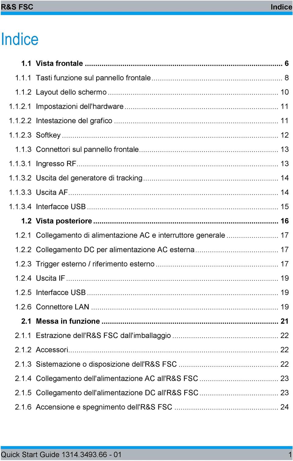 .. 16 1.2.1 Collegamento di alimentazione AC e interruttore generale... 17 1.2.2 Collegamento DC per alimentazione AC esterna... 17 1.2.3 Trigger esterno / riferimento esterno... 17 1.2.4 Uscita IF.