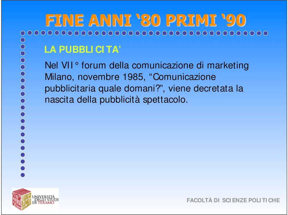 1985, Comunicazione pubblicitaria quale