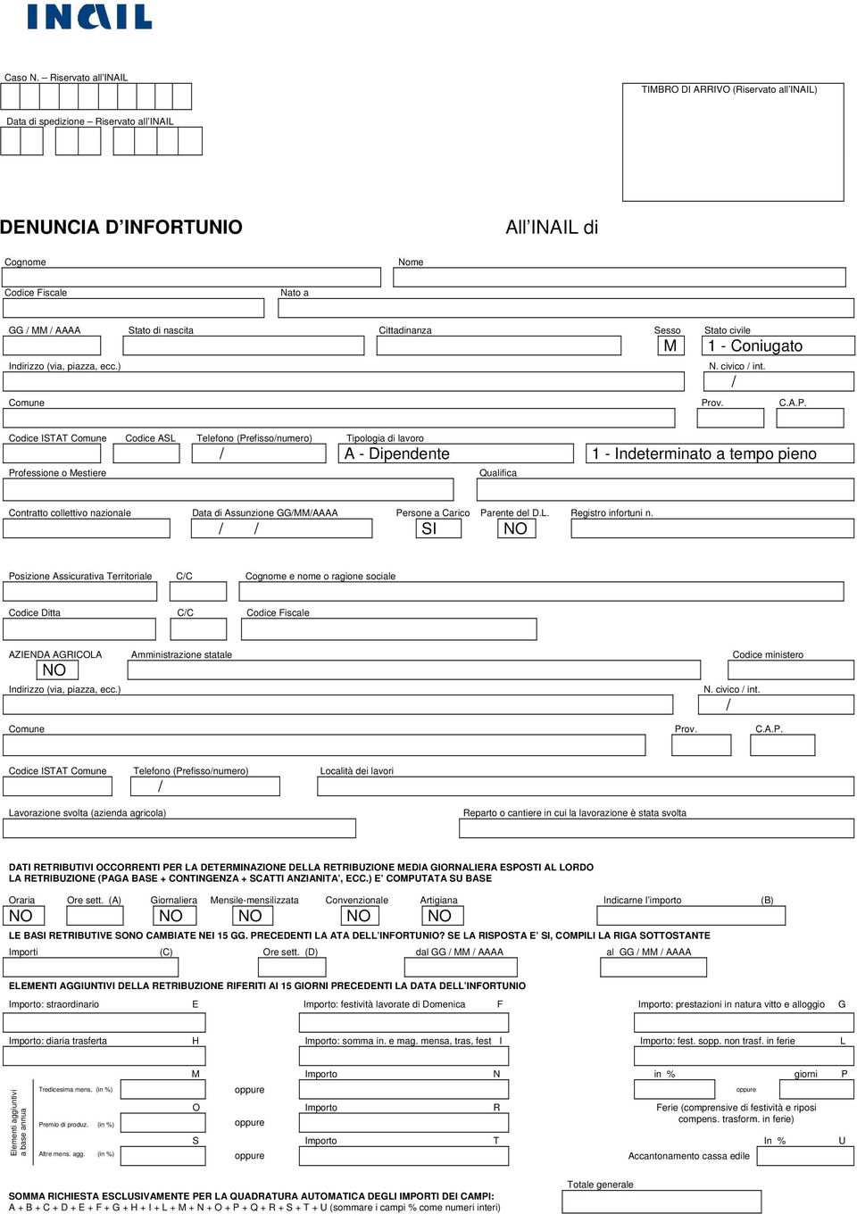 Cittadinanza Sesso Stato civile M 1 - Coniugato N. civico int.