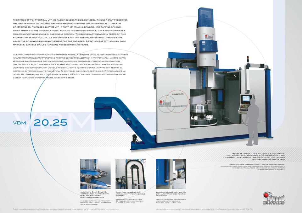 thanks to the interpolating C axis and the grinding spindle, can easily complete a full manufacturing cycle in one single position. This brings advantages in terms of time savings and better quality.
