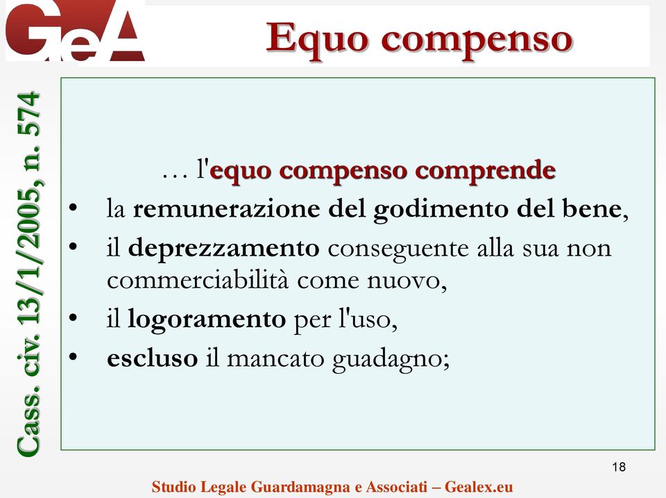 remunerazione del godimento del bene, il deprezzamento