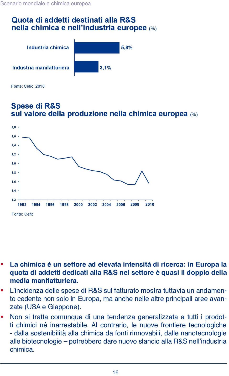 di ricerca: in Europa la quota di addetti dedicati alla R&S nel settore è quasi il doppio della media manifatturiera.
