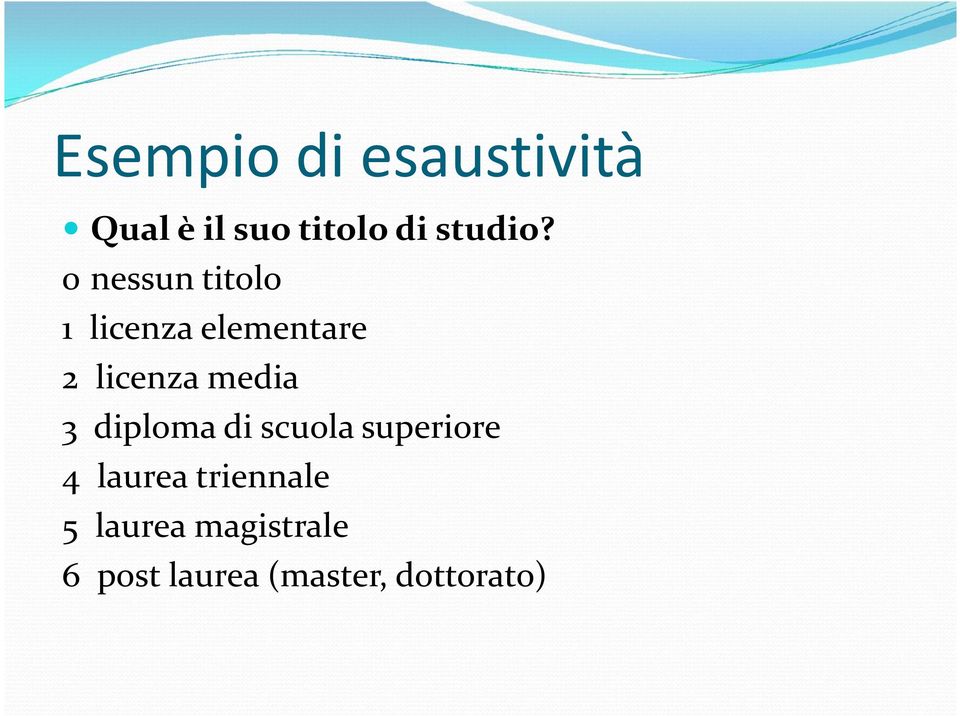 0 nessun titolo 1 licenza elementare 2 licenza media