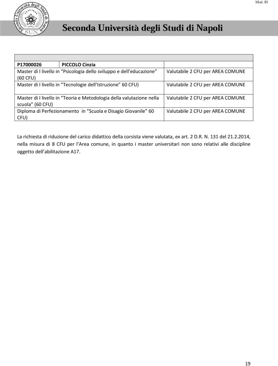 della valutazione nella scuola (60 CFU) Diploma di Perfezionamento in Scuola e Disagio Giovanile 60 CFU)