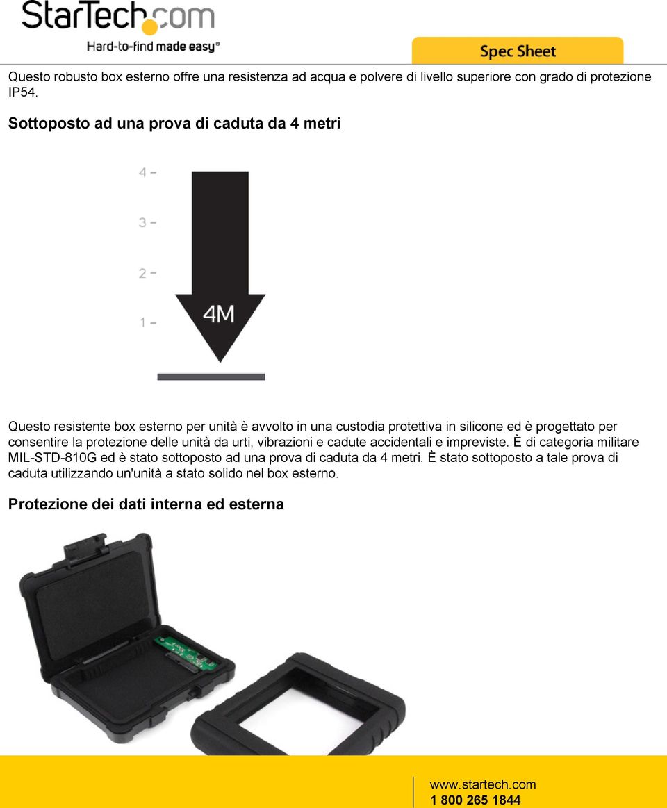 progettato per consentire la protezione delle unità da urti, vibrazioni e cadute accidentali e impreviste.