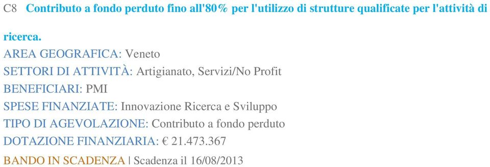 SETTORI DI ATTIVITÀ: Artigianato, Servizi/No Profit