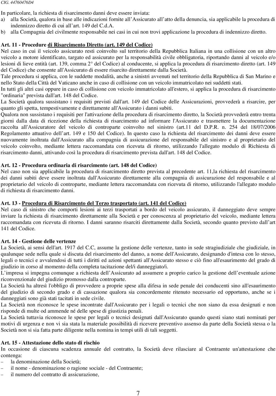 11 - Procedure di Risarcimento Diretto (art.